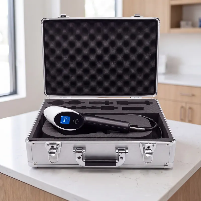 World Cryo in its aluminum hard case on a counter